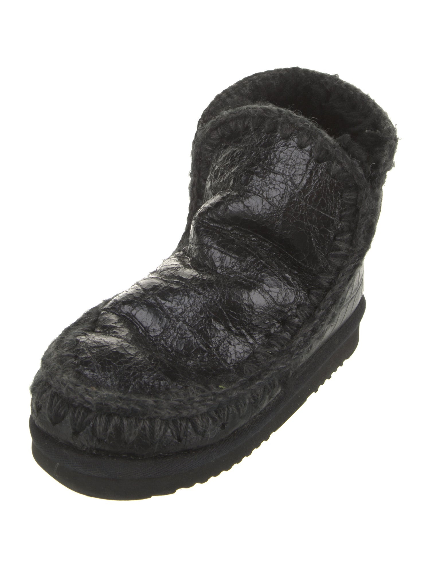 Mou Leather Printed Combat Boots