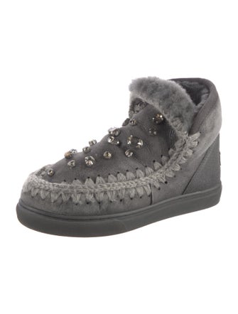 Mou Suede Crystal Embellishments Hiking Boots