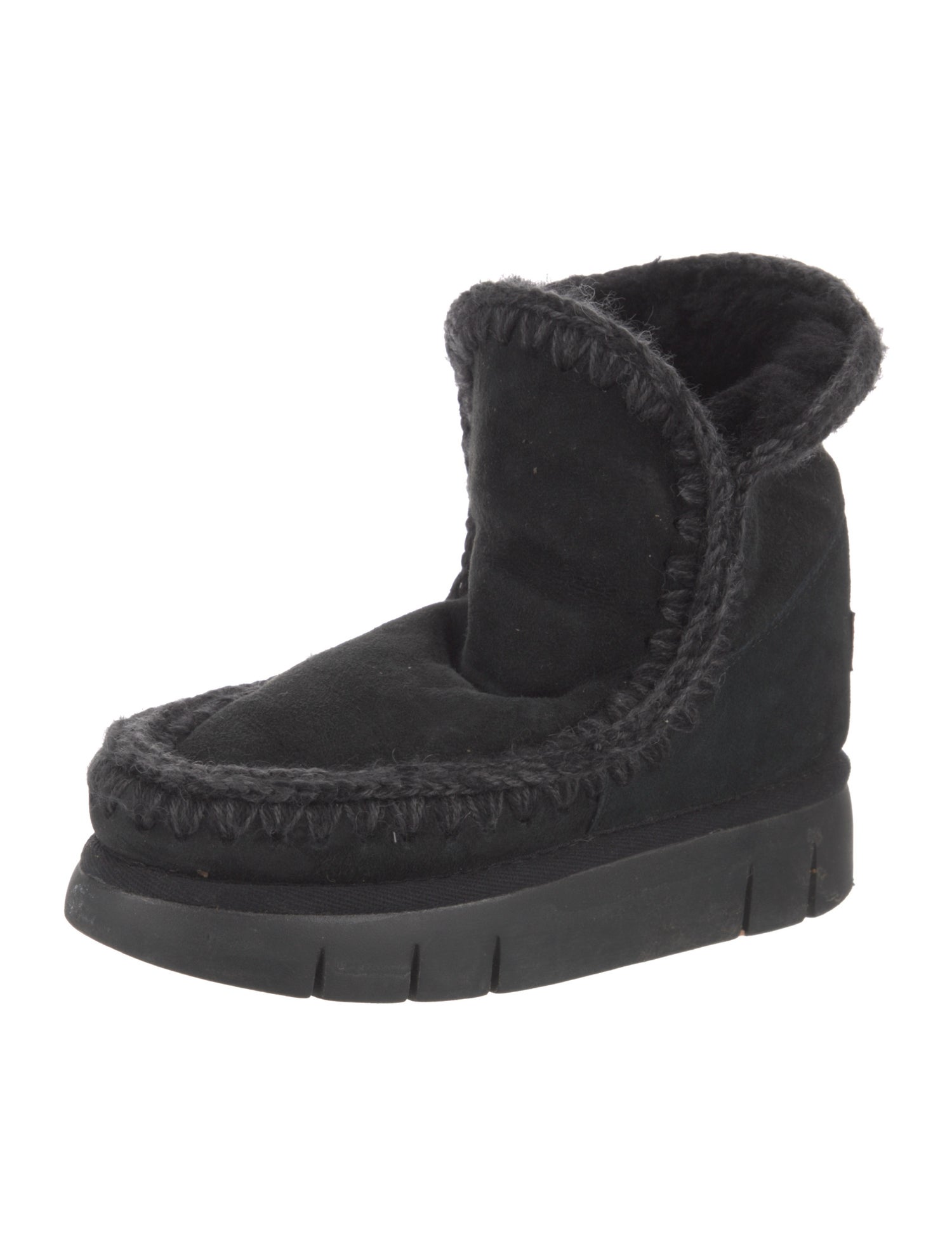 Mou Suede Fur Trim Lace-Up Boots