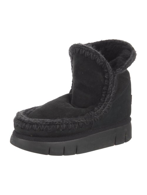 Mou Suede Fur Trim Lace-Up Boots