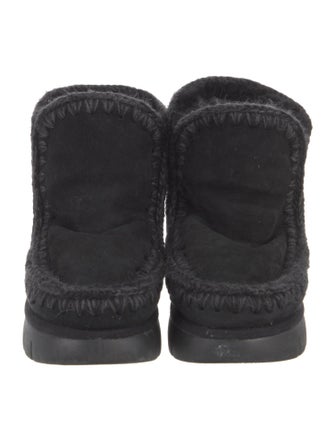 Mou Suede Fur Trim Lace-Up Boots