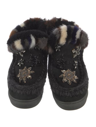 Mou Suede Crystal Embellishments Lace-Up Boots