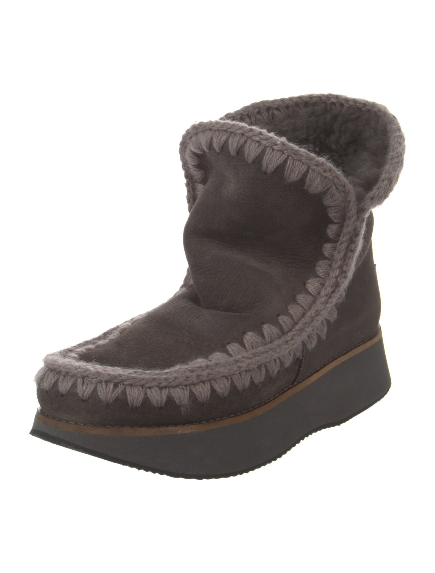 Mou Suede Whipstitch Trim Boots