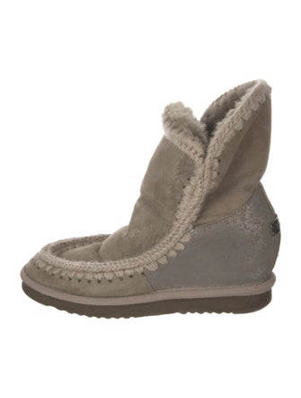 Mou Suede Colorblock Pattern Boots