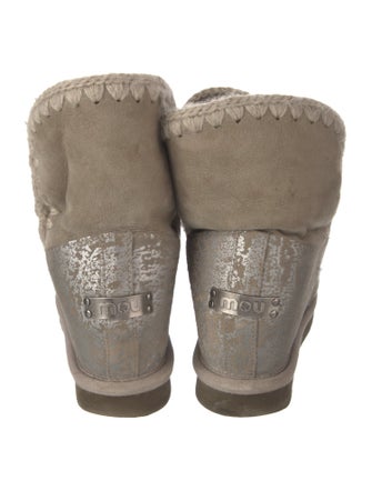 Mou Suede Colorblock Pattern Boots