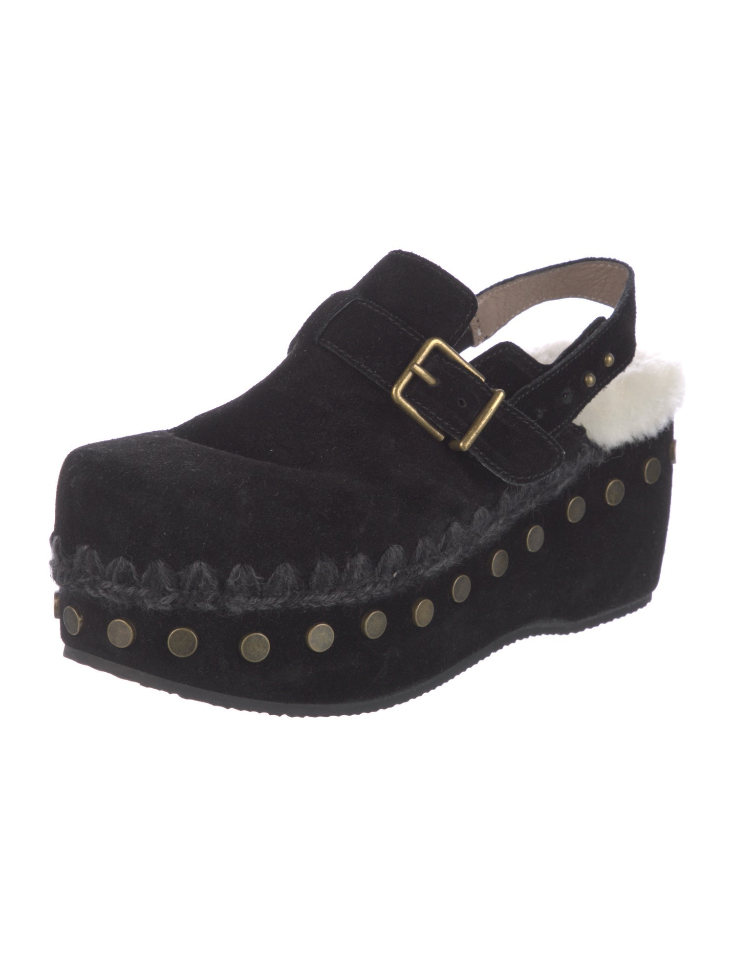 Mou Suede Studded Accents Slingback Flats