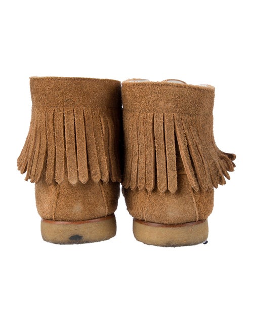 Mou Suede Fringe Trim Accent Lace-Up Boots