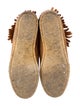 Mou Suede Fringe Trim Accent Lace-Up Boots