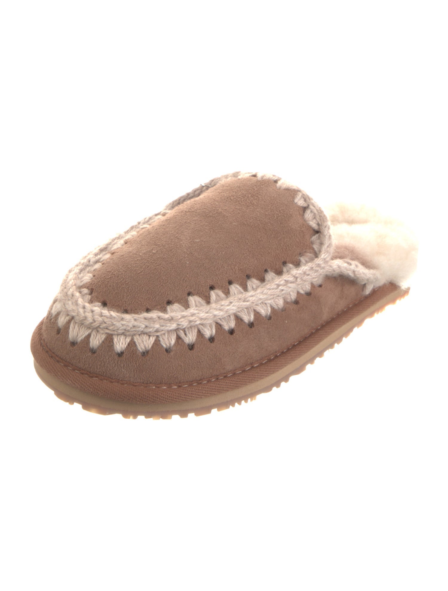 Mou Suede Whipstitch Trim Mules