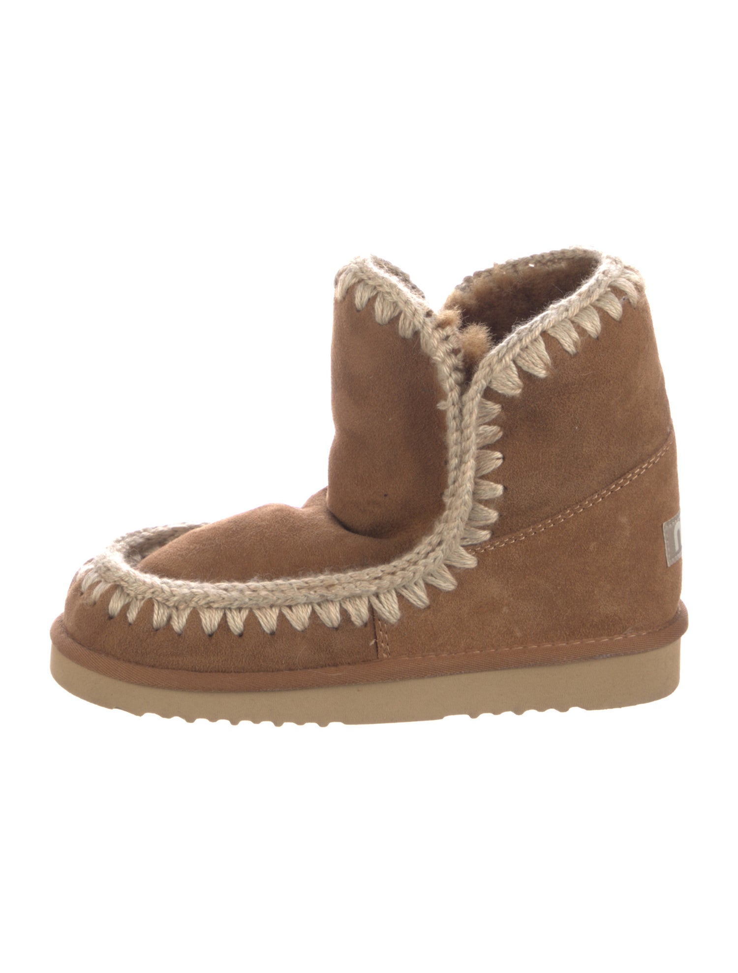 Mou Suede Fur Trim Lace-Up Boots