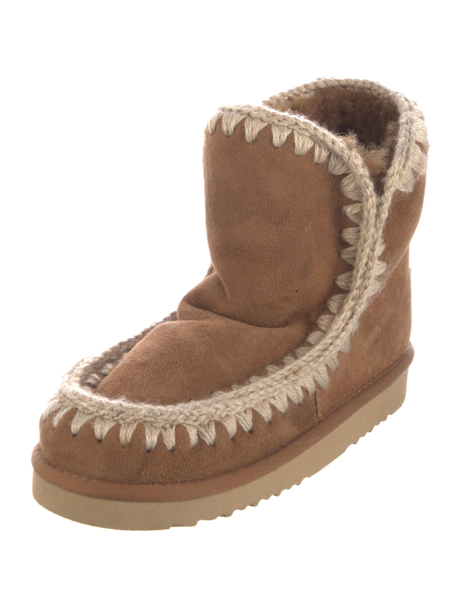 Mou Suede Fur Trim Lace-Up Boots