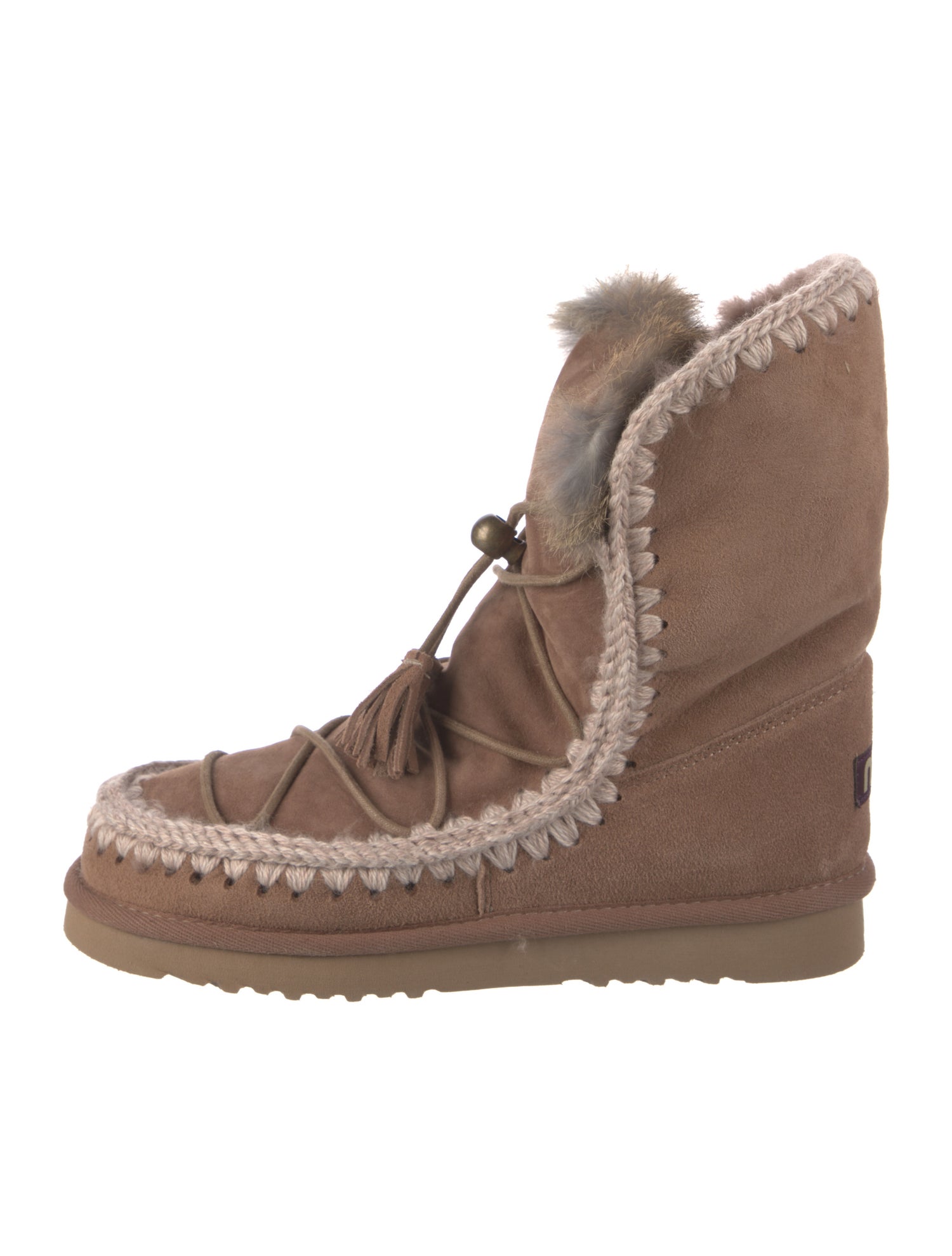 Mou Suede Tassel Accents Lace-Up Boots