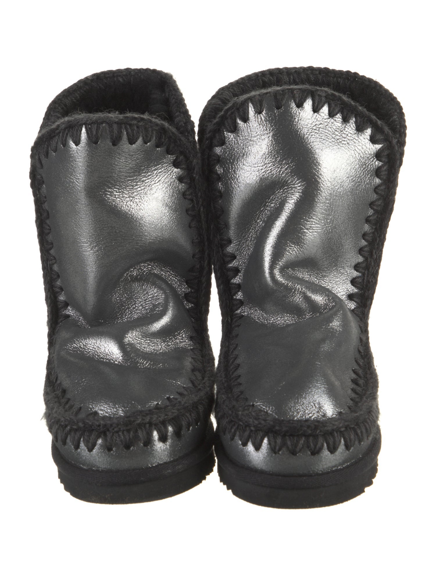 Mou Suede Whipstitch Trim Combat Boots