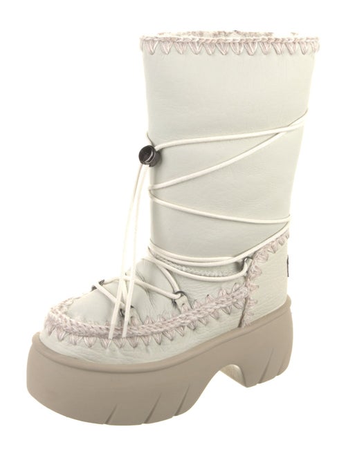 Mou Leather Whipstitch Trim Lace-Up Boots