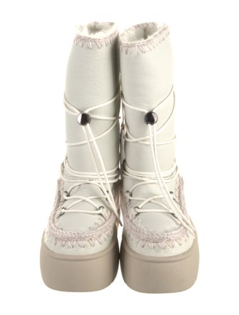 Mou Leather Whipstitch Trim Lace-Up Boots