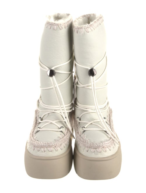 Mou Leather Whipstitch Trim Lace-Up Boots