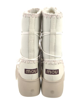 Mou Leather Whipstitch Trim Lace-Up Boots