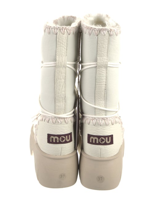 Mou Leather Whipstitch Trim Lace-Up Boots