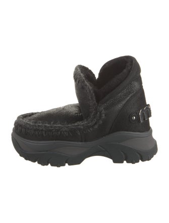 Mou Suede Whipstitch Trim Lace-Up Boots