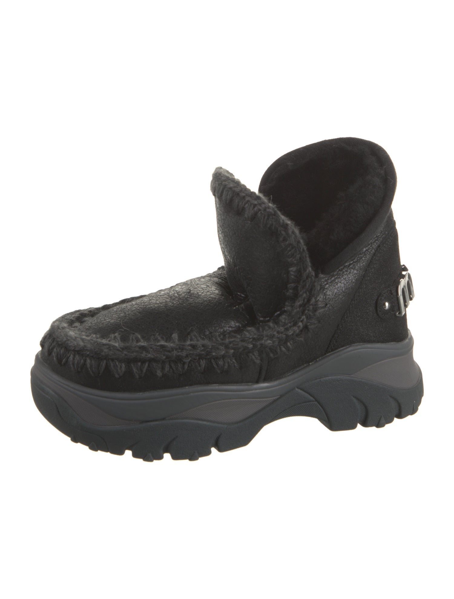 Mou Suede Whipstitch Trim Lace-Up Boots