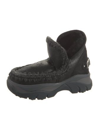 Mou Suede Whipstitch Trim Lace-Up Boots