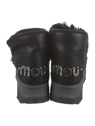 Mou Suede Whipstitch Trim Lace-Up Boots