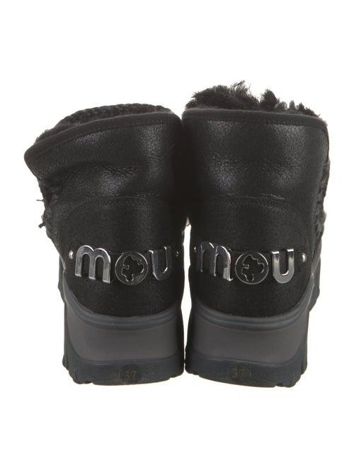 Mou Suede Whipstitch Trim Lace-Up Boots