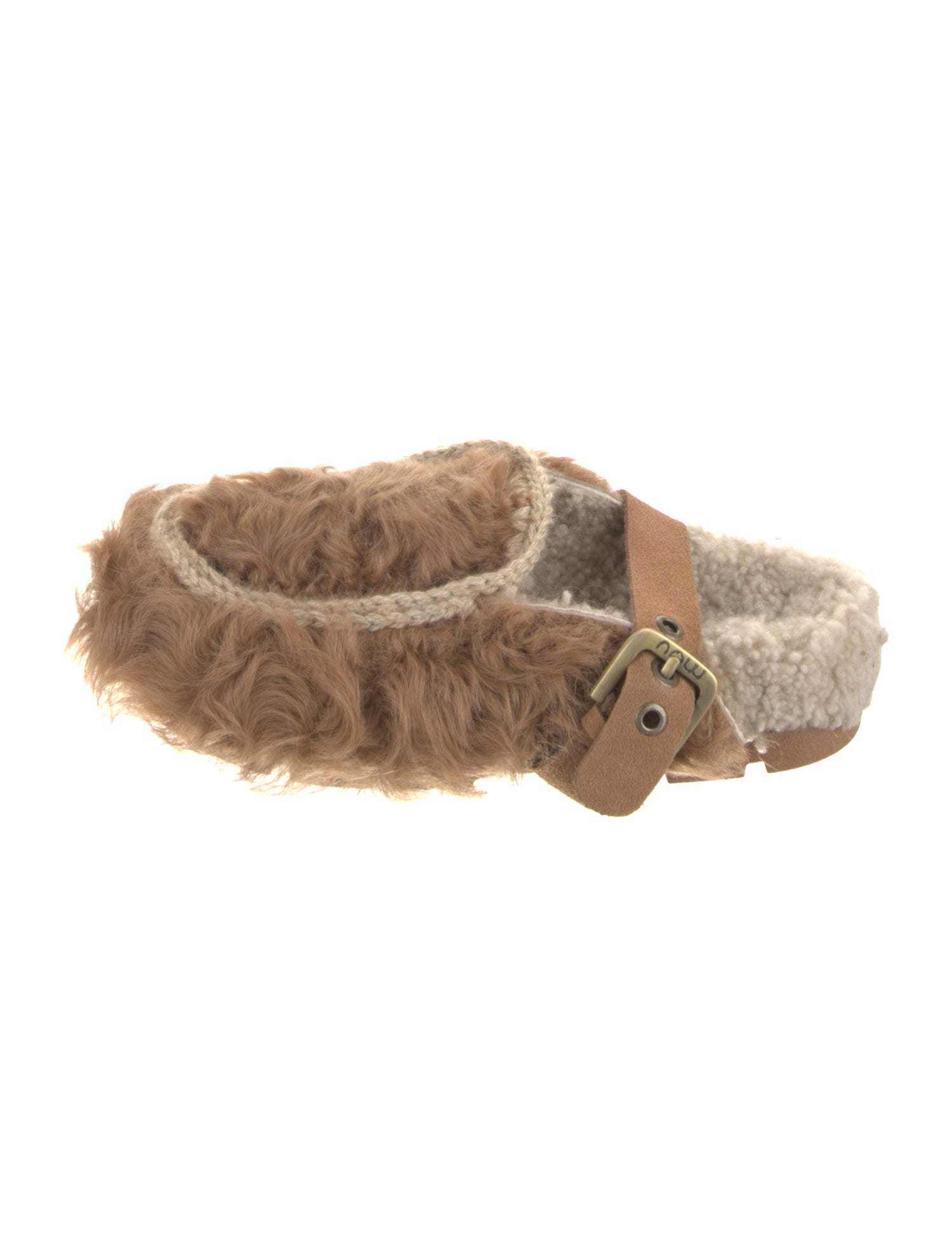 Mou Shearling Braided Accents Mules