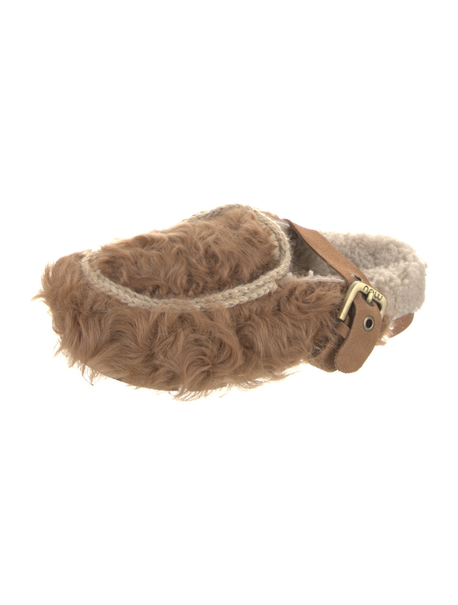 Mou Shearling Braided Accents Mules