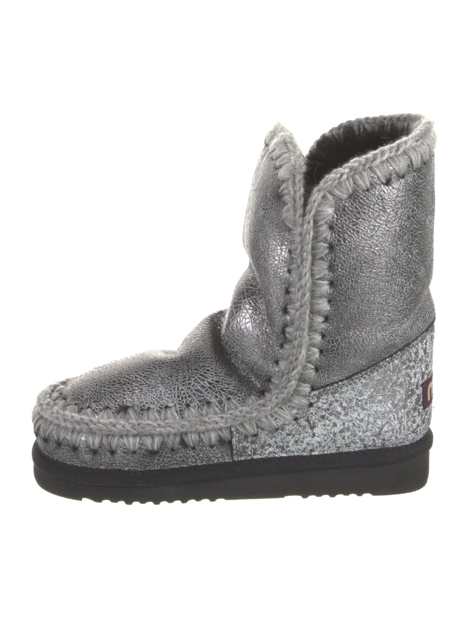 Mou Leather Whipstitch Trim Boots