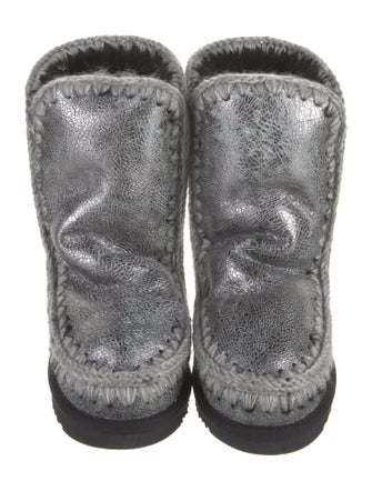 Mou Leather Whipstitch Trim Boots