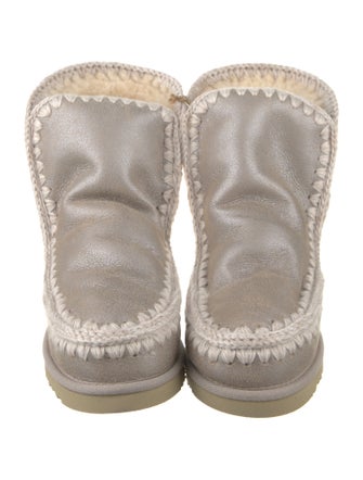 Mou Suede Whipstitch Trim Combat Boots