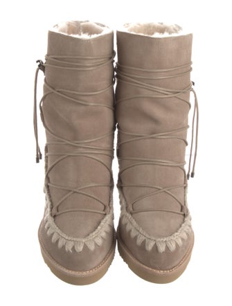 Mou Suede Whipstitch Trim Boots
