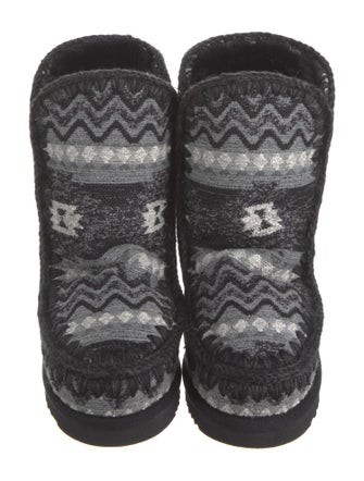 Mou Tweed Printed Snow Boots