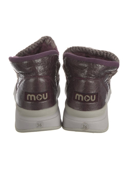 Mou Patent Leather Whipstitch Trim Snow Boots