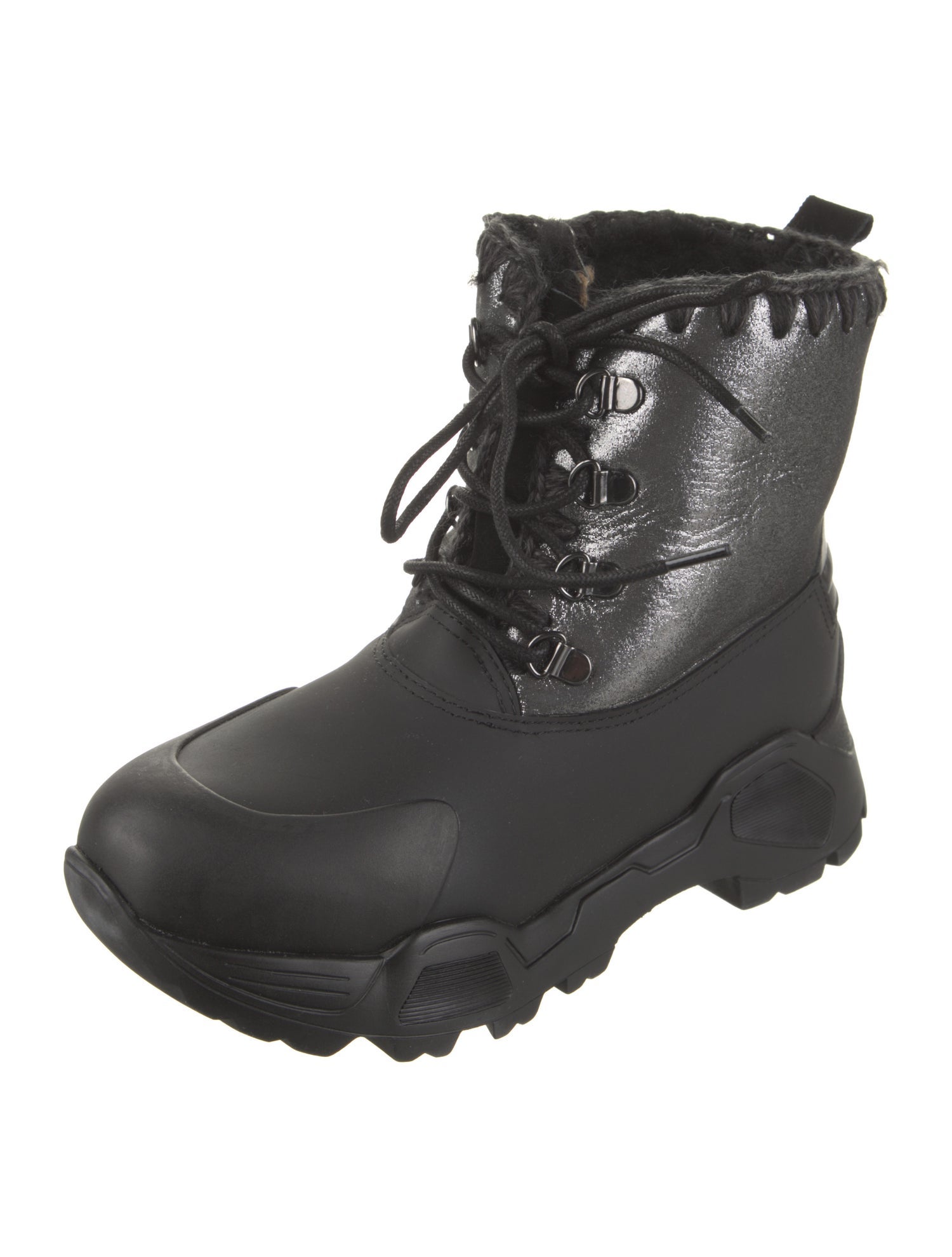 Mou Suede Whipstitch Trim Combat Boots