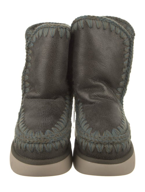 Mou Suede Whipstitch Trim Lace-Up Boots