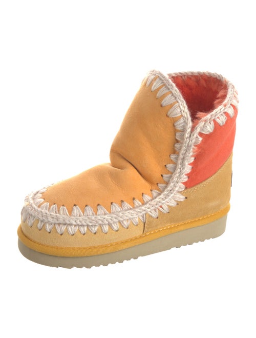 Mou Suede Whipstitch Trim Lace-Up Boots