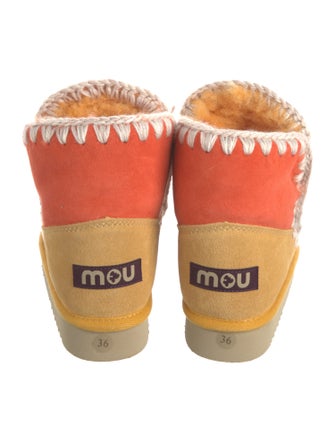 Mou Suede Whipstitch Trim Lace-Up Boots