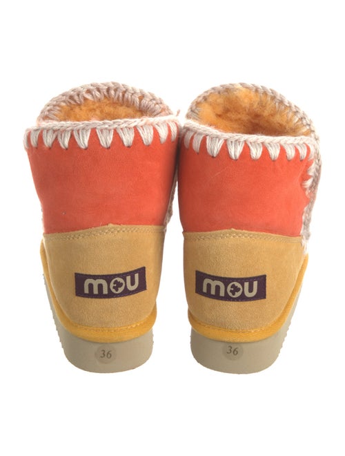 Mou Suede Whipstitch Trim Lace-Up Boots