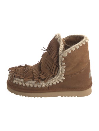 Mou Suede Whipstitch Trim Snow Boots
