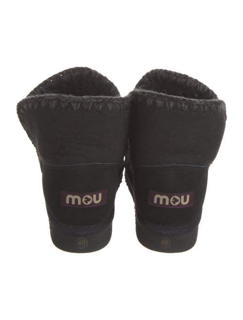 Mou Suede Fringe Trim Accent Lace-Up Boots