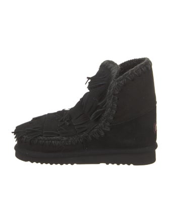 Mou Suede Fringe Trim Accent Boots