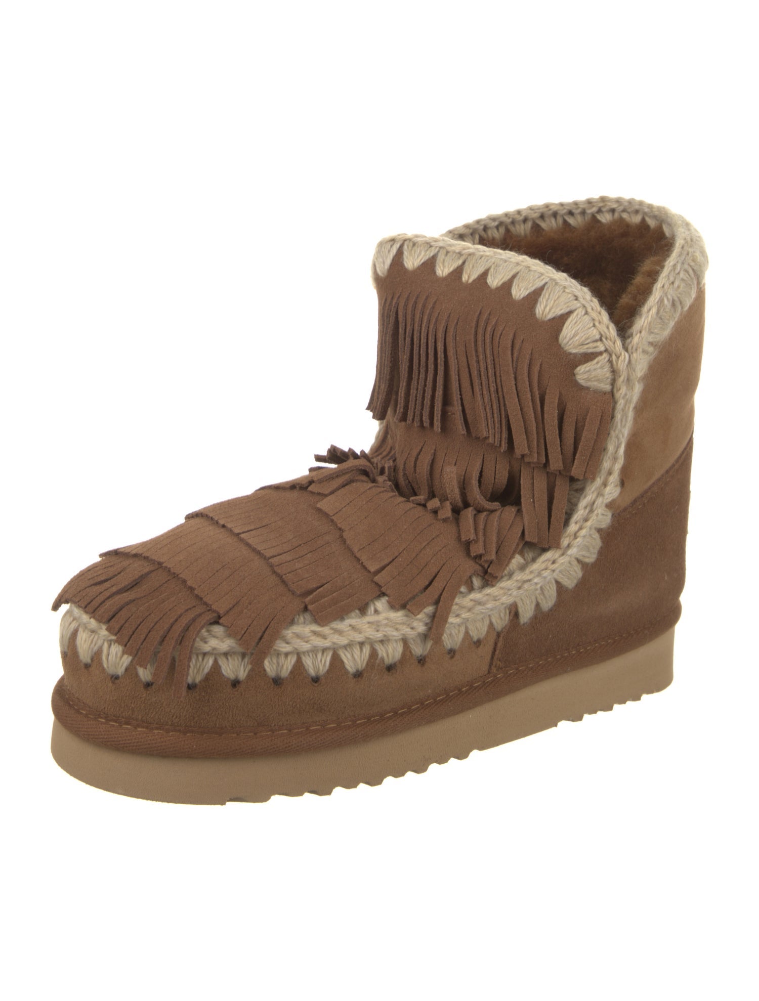 Mou Suede Colorblock Pattern Lace-Up Boots