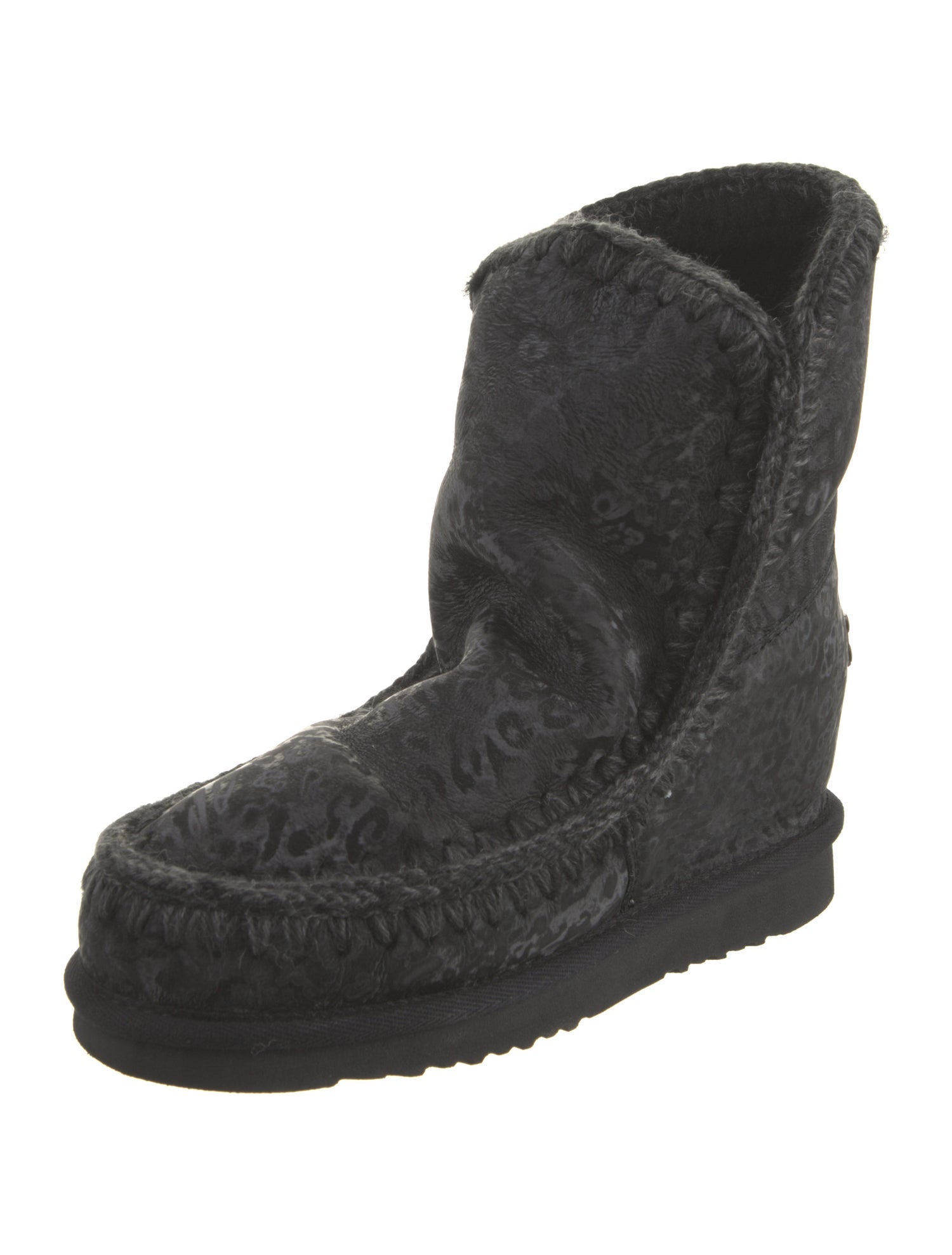 Mou Crochet Trim Lace-Up Boots