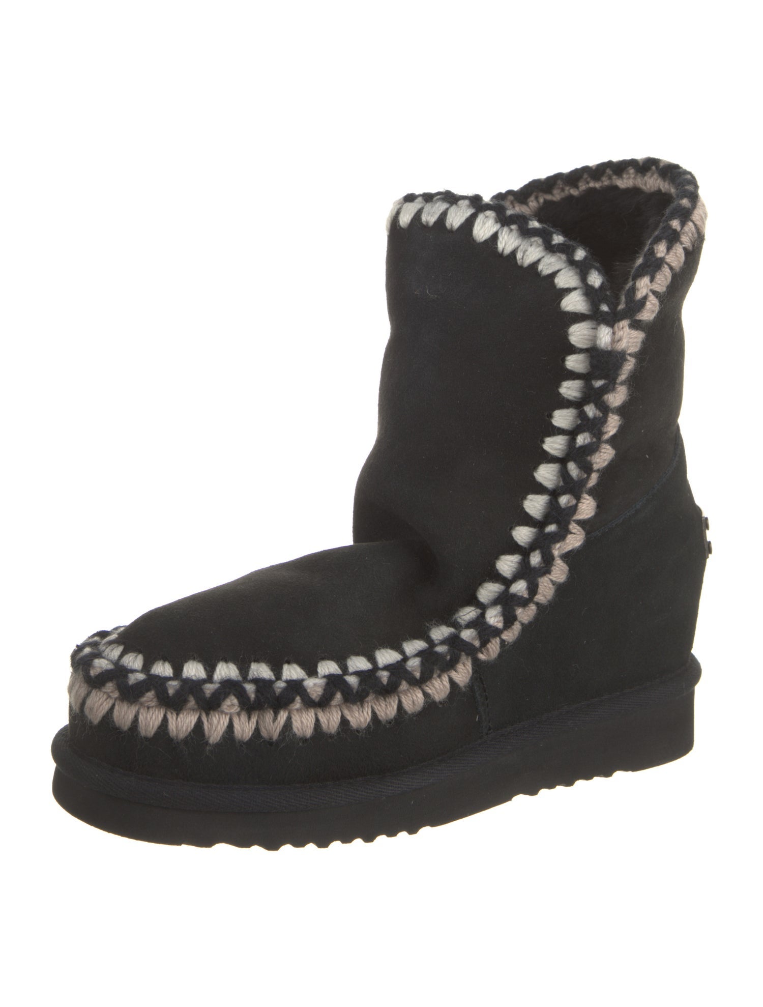 Mou Suede Crochet Trim Snow Boots