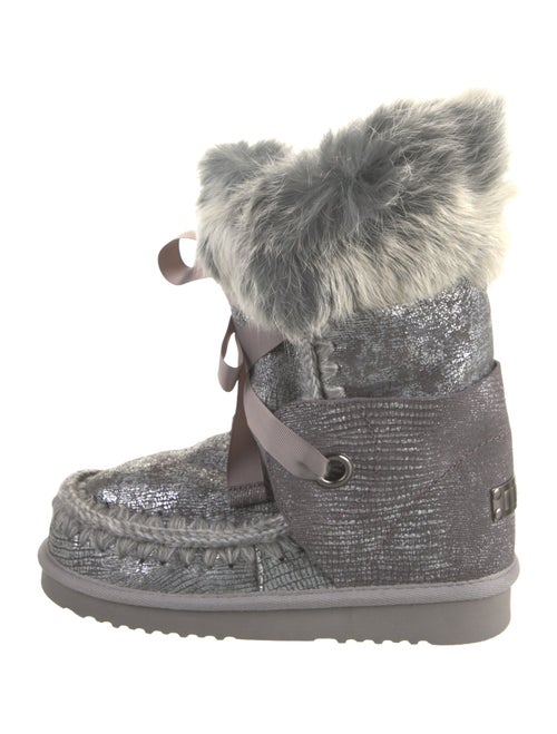 Mou Printed Glitter Accents Lace-Up Boots