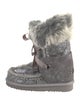 Mou Printed Glitter Accents Lace-Up Boots