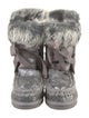 Mou Printed Glitter Accents Lace-Up Boots