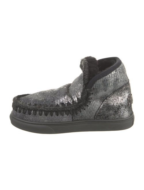 Mou Suede Crochet Trim Lace-Up Boots